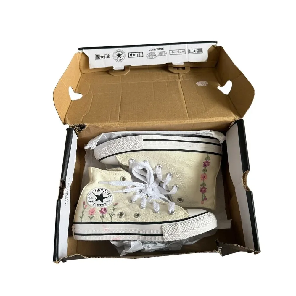 Converse Chuck Taylor All Star Embroidered Florals Little Kid Size 12 Youth New